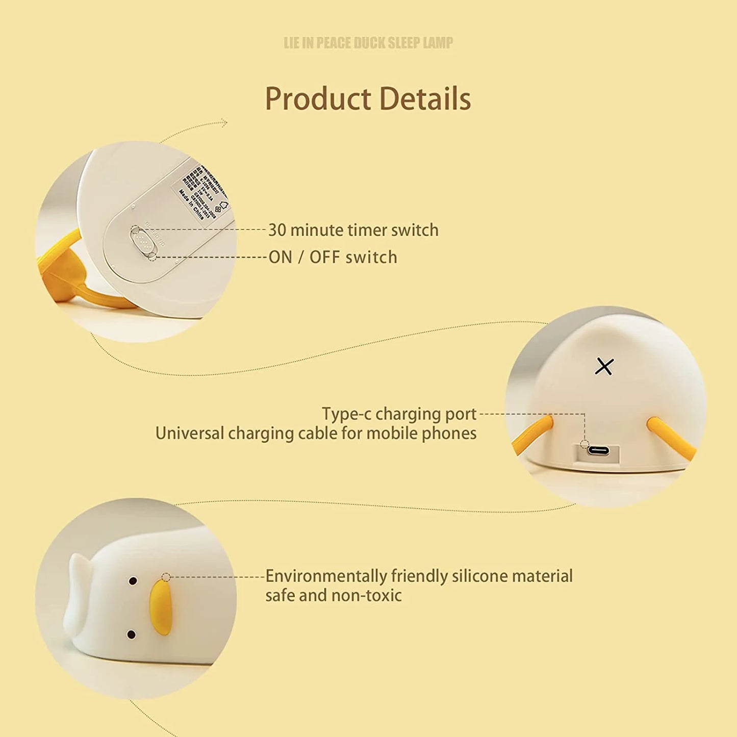 Dimmable LED Silicone Duck Night Light - Rechargeable Touch Lamp for Nursery and Breastfeeding