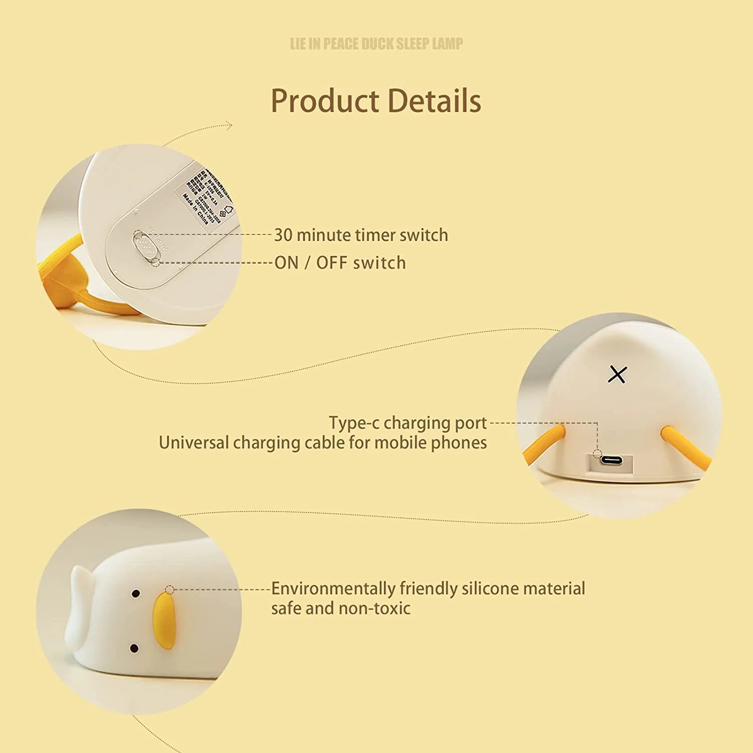 Dimmable LED Silicone Duck Night Light - Rechargeable Touch Lamp for Nursery and Breastfeeding