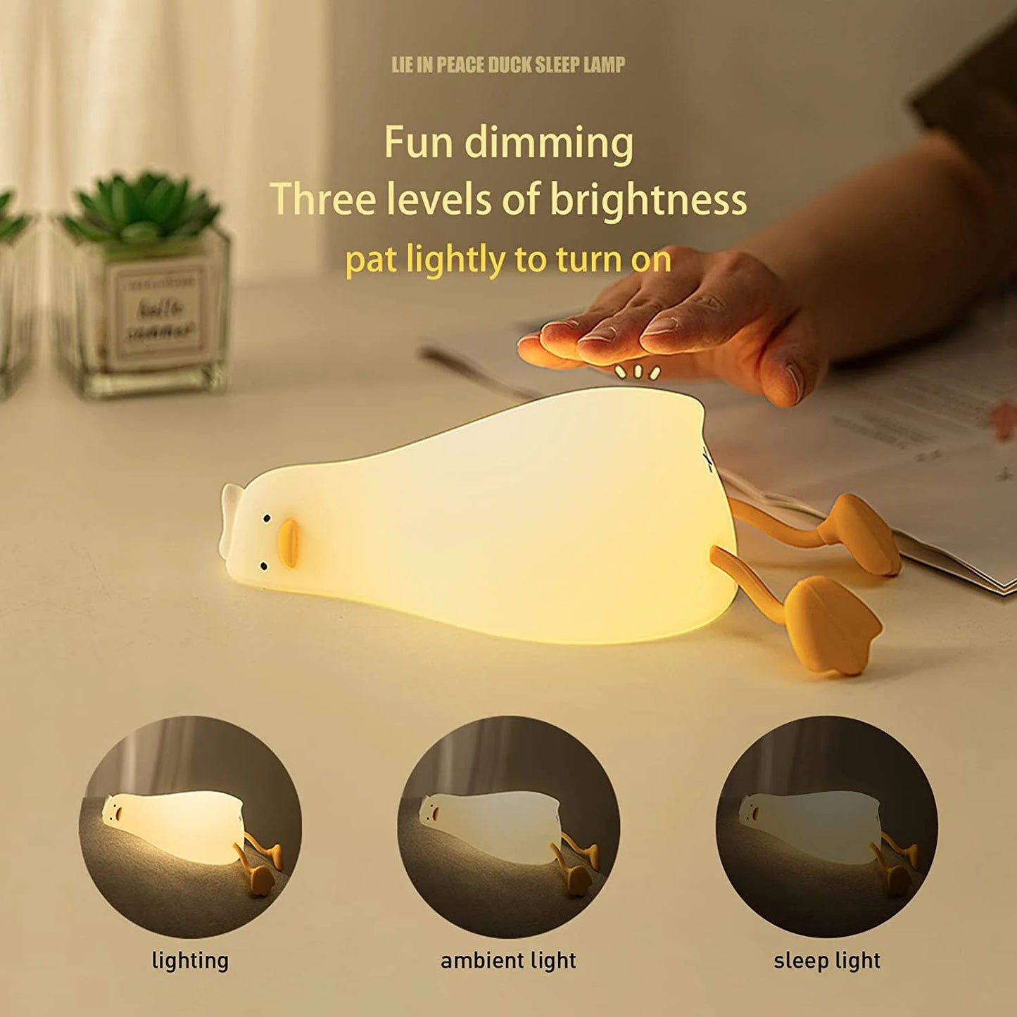 Dimmable LED Silicone Duck Night Light - Rechargeable Touch Lamp for Nursery and Breastfeeding