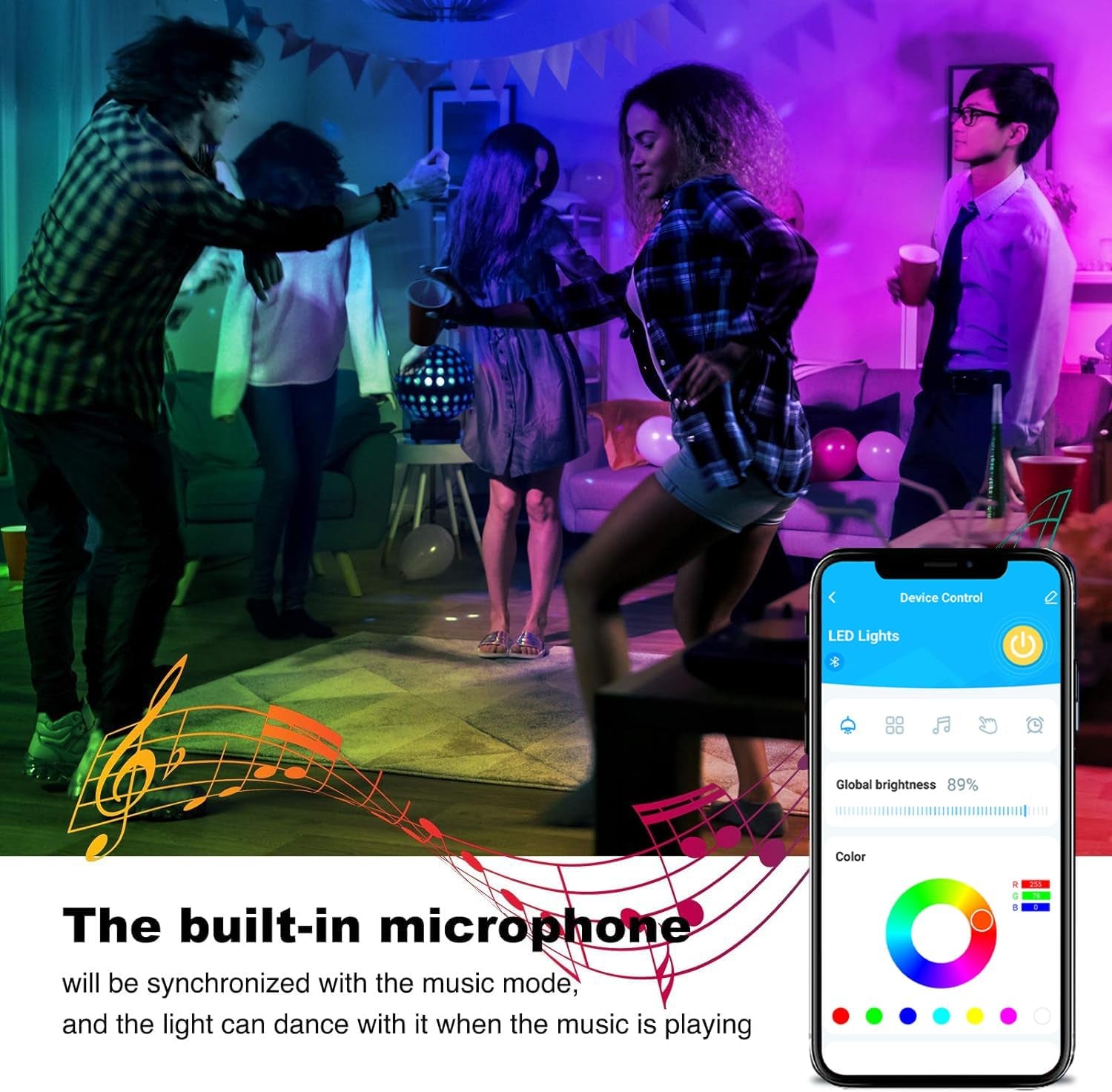 32.8 Ft Smart LED Strip Lights Kit with 2835 RGB Technology, 24-Key Remote Control, App Integration, Timer Scheduling, and Music Synchronization